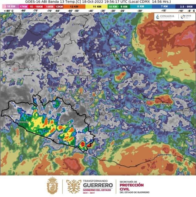 La Secretaría de Protección Civil Guerrero emitió alerta por lluvias