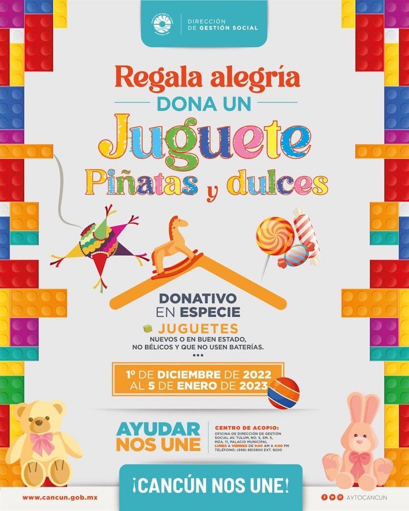 Invita gobierno de Benito Juárez a donar juguetes para regalar alegría a niños y niñas