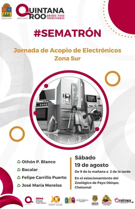 #SEMATRÓN: Organizan jornada de acopio de aparatos electrónicos en QRoo