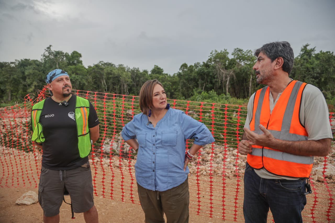 Xóchitl Gálvez visita obras del Tren Maya en Quintana Roo; “causará un daño irreversible”, asegura