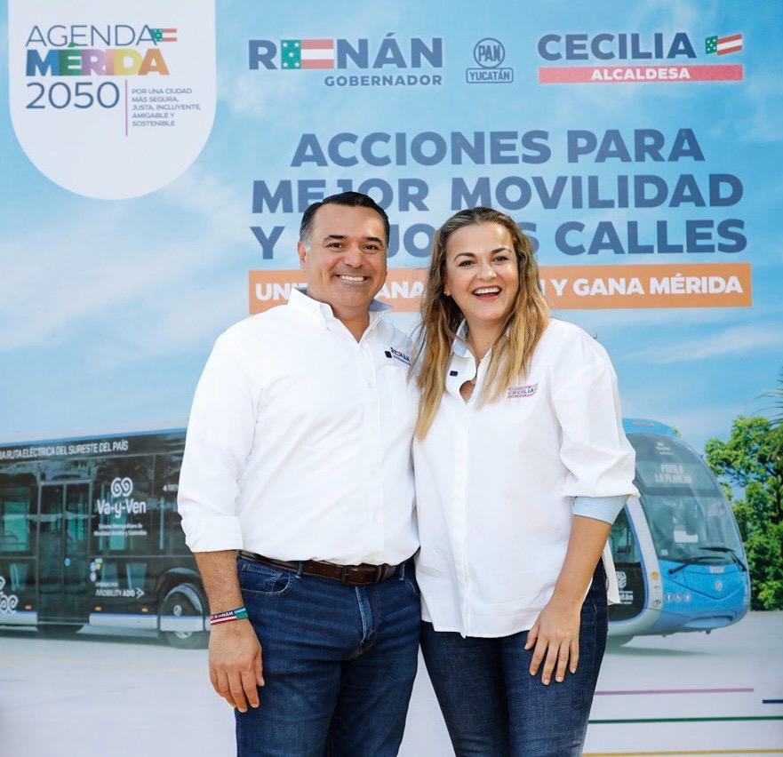 Anuncian Renán Barrera y Cecilia Patrón reingeniería vial para Mérida