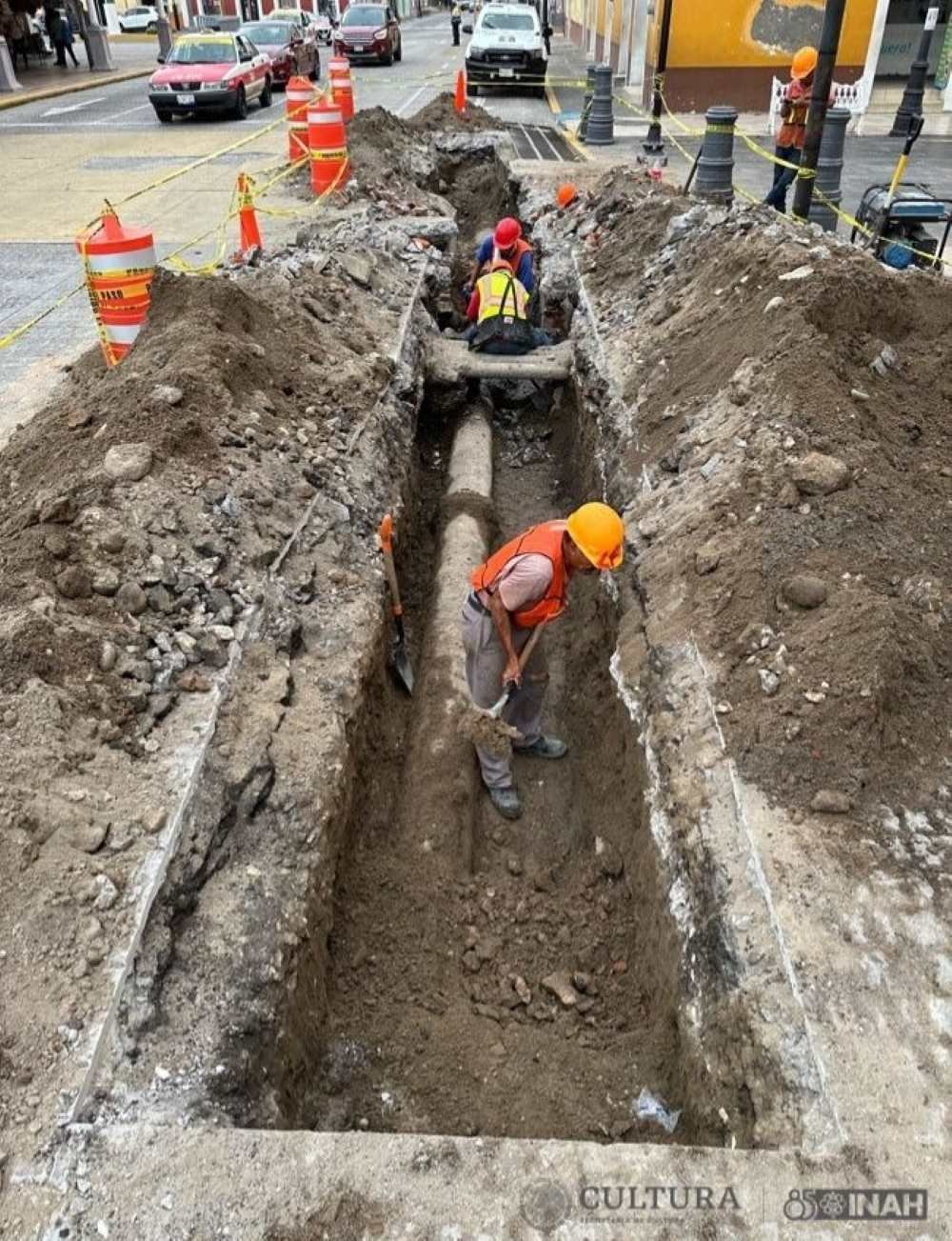 INAH descarta hallazgo de pieza arqueológica completa en obras públicas del Centro Histórico de Veracruz